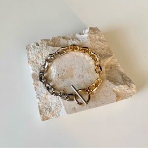 3/$20 Half Gold Half Silver Chain Bracelet with Toggle Clasp